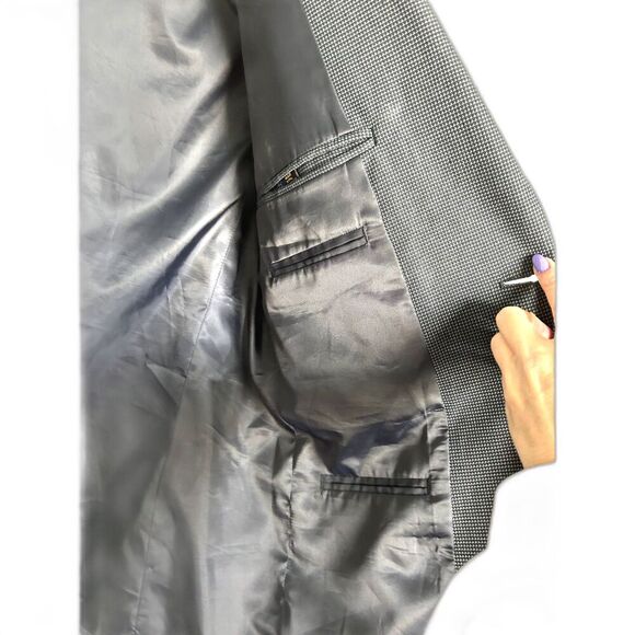 MACY'S CLUB ROOM Tweed Two-Button Sports Jacket Blazer Gray Size 40R - Picture 7 of 12